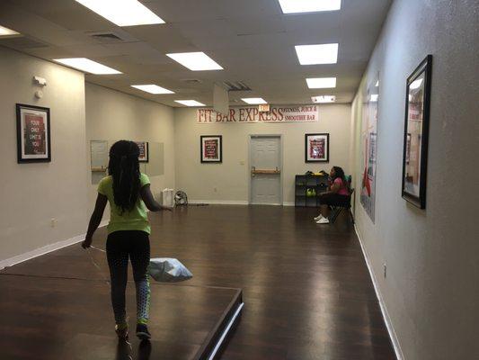 Studio room in the back for Zumba and yoga classes