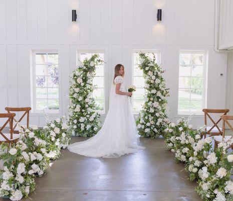 Rent artificial floral arches, pillars, arbors and aisle flowers for your indoor or outdoor wedding ceremony.