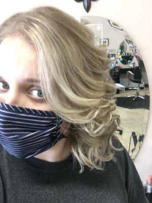 After Andrea worked her magic, I was blonde again. I loved the honey colors we used as opposed to the "white" blondes.