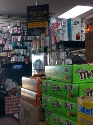 Front counter area. Lots of stuff, great prices if you don't mind eating less than perfect food.