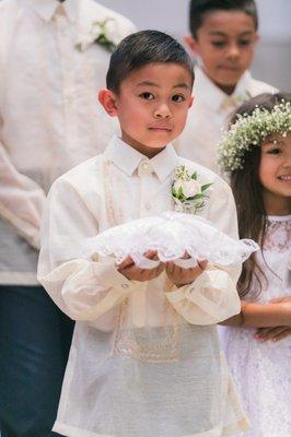 How adorable is my nephew in his barong and boutonniere?!