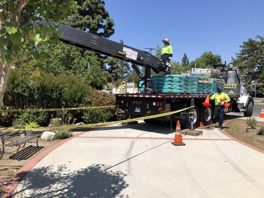 Professional roof-loading service.