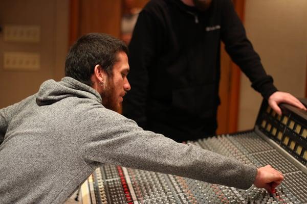 TRAC Student at the SSL in Studio A