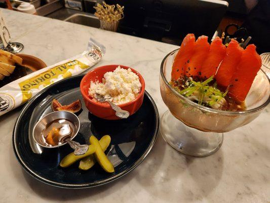 Ricotta plate and Cured Salmon Crudo