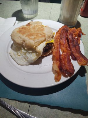 Breakfast burger and bacon