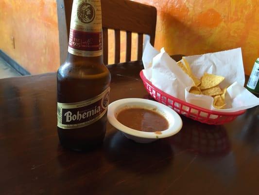 Start your meal with a frosty Bohemia to cool down the heat from the tasty salsa.