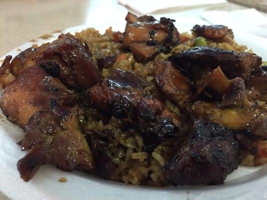 Bourbon Chicken and Fried Rice (close-up)