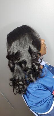 Natural Hair Silk Press Added Curls