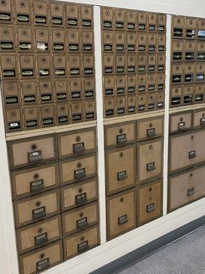 Post office boxes.