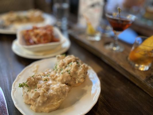 Cocktail sampler and biscuits & gravy