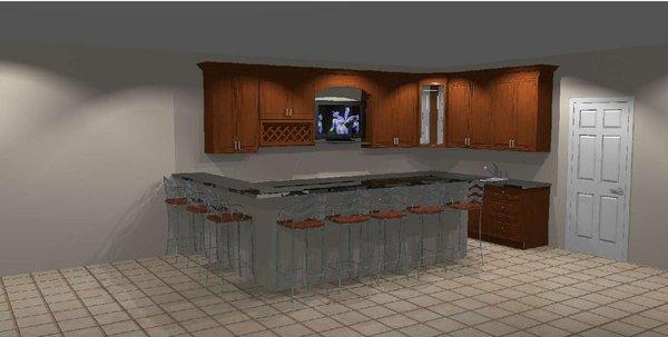 3D Render of Basement Bar