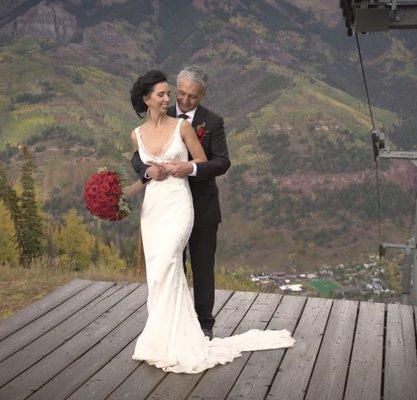 Ski Resort MountainTop Destination Weddings - Telluride San Sophia Overlook - see the videos on my site! OurWeddingVideoGuy.com