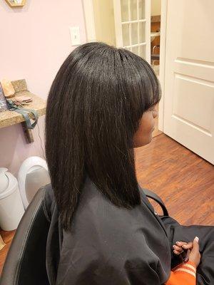 Silk press on natural hair.