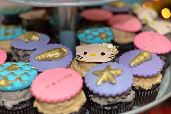 Custom Hello Kitty Mermaid cupcakes for  my Baby shower.