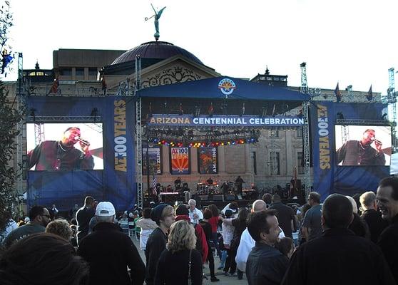 George Benson singing at the centennial celebration