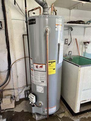 Here is a new 40 gallon Lochinvar Has hot water tank we installed.