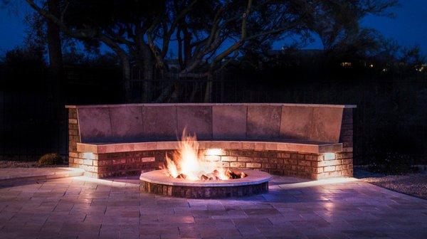 Fire pit with low voltage lighting.