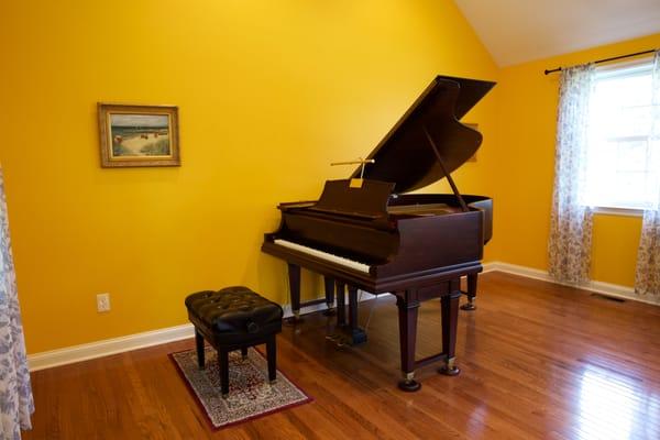 Students learn at this fully restored 1920 Steinway grand piano in the acoustically optimized music room