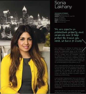 Sonia Lakhany named a 2015 Influential Insider by Jezebel Magazine.