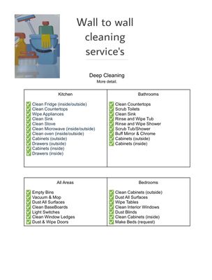 Deep clean checklist