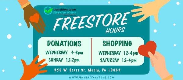 New FreeStore Hours!