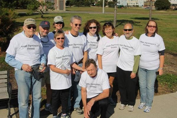 Team Parkinsons Fitness walking in the Fox Foundation's walk in Swampscott in October 2013