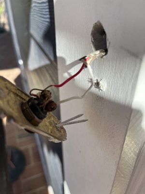 Doorbell put in place with two small nails.