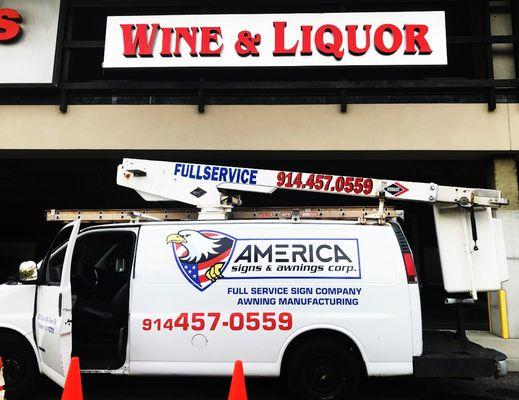 Red Illuminated Channel Letters /  Wine & Liquor - Dobbs Ferry, NY