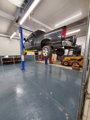 Truck lifted up when just got most of floor painted