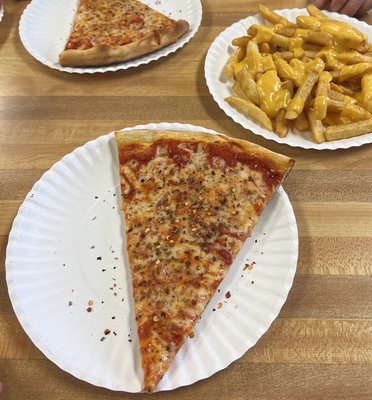 Pizza and cheese fries