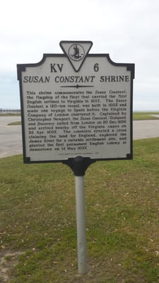 The historical marker for the Susan Constant in Norfolk VA