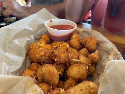 Cheese curds dip in buffalo.