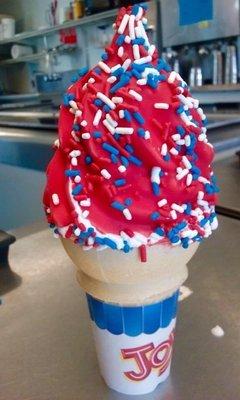 Vanilla soft serve with cherry dip!