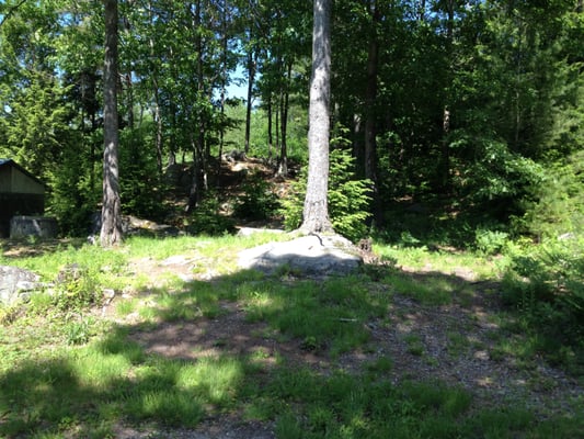 Looking up at the first hole, over the hill for the basket.