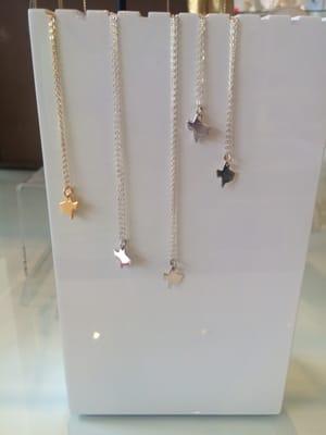 Texas necklaces in silver and gold