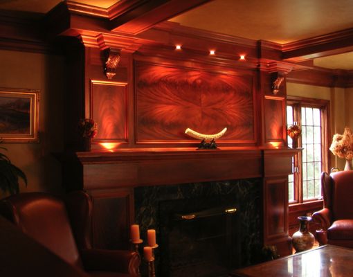 Custom fireplace mantel by Yellow Dog Woodworks