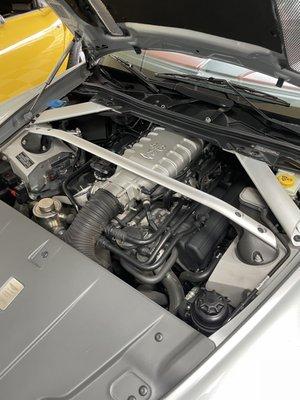 Engine clean on the Aston Martin