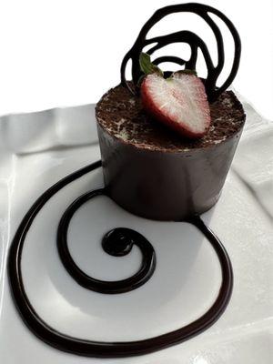 Tiramisu spiraled in chocolate.