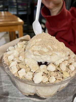 Shaved ice was huge and is very shareable for 2-4 people! Misugaru shaved ice had plenty of misugaru powder, Mochi & red beans.$13.45