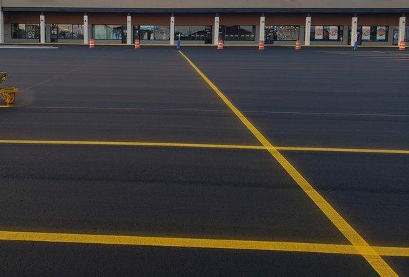 In the middle of a parking lot striping project in south Fargo, ND