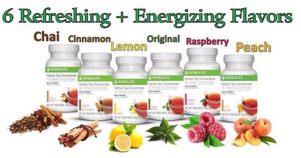 6 refreshing + energizing flavors~ 
Chai, Cinnamon, Lemon, Original, Raspberry & Peach