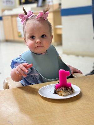 My daughter's first birthday celebration in her class.