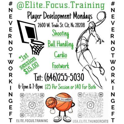 Training Mondays 6-7 or 7-8 pm