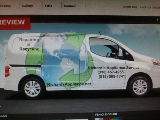 Nissan work van with graphics.