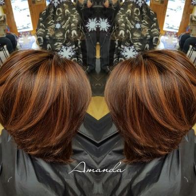 Beautiful Mocha base color with Mocha glazed highlights. By Amanda 970-545-1542