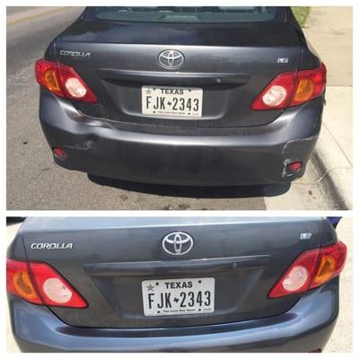 Before and after bumper repair. Magnifico!