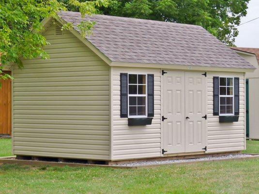 10x16 Chalet with Almond vinyl siding