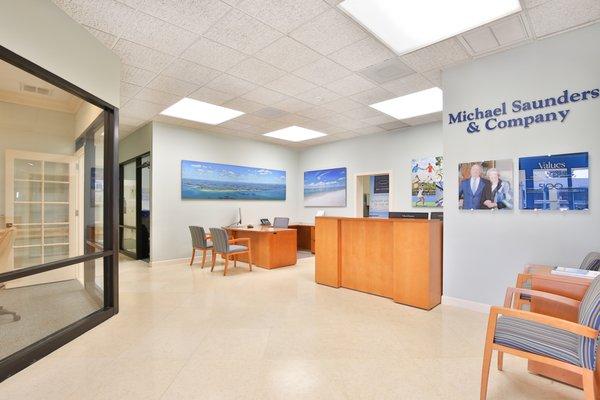 Lobby of Michael Saunders & Company's Siesta Key Office. Siesta Key Florida Real Estate, Homes, Condos, Lots, Title, and Mortgage.