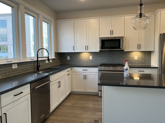 "The kitchen shines after Star V Cleaning Service's visit. The floors, countertops, and utensils are immaculate."