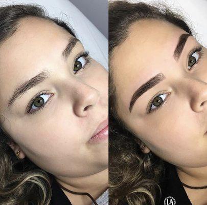 Eyebrow shaping with stencil